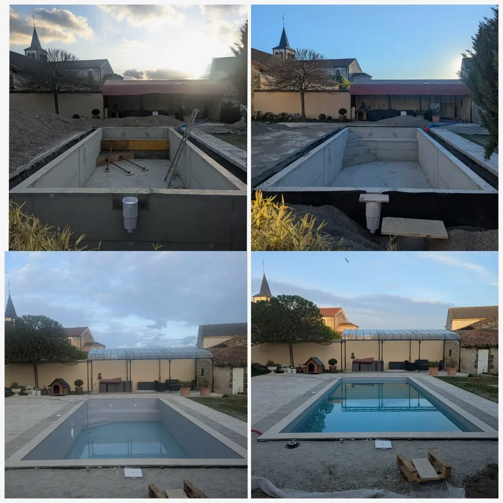 Création d’une piscine béton 8 x 3,6 à Sardon